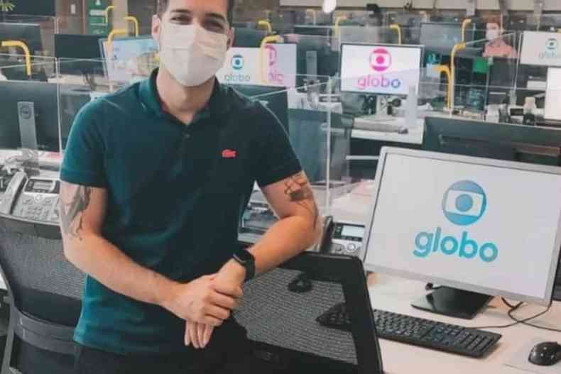 Gabriel Luiz na redao da Rede Globo