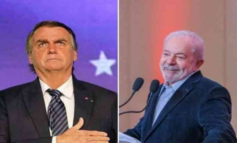 Montagem de fotos Lula e Bolsonaro