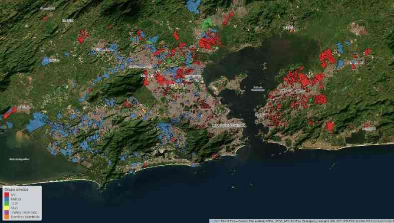 Mapa mostra controle em diferentes reas do Rio de Janeiro