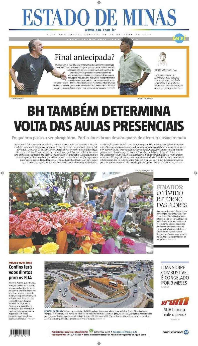 Confira a Capa do Jornal Estado de Minas do dia 30/10/2021