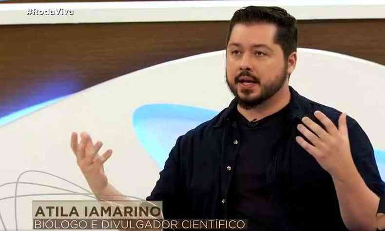 O bilogo tila Iamarino, no Roda Viva, da TV Cultura(foto: TV Cultura/ Reproduo)