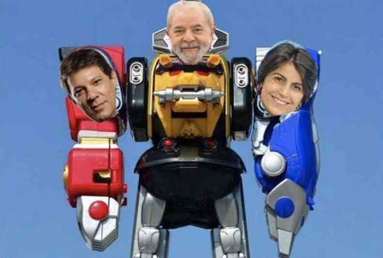 'Lulazord': Chapa com Lula, Haddad e Manuela foi retratada com referncia aos Power Rangers(foto: Reproduo/Twitter)