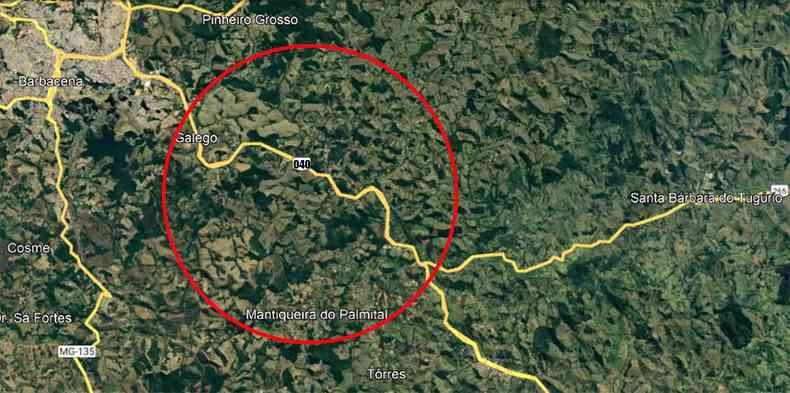 Local onde caminho-tanque explodiu em Barbacena, na BR-040, KM711 interdio mapa