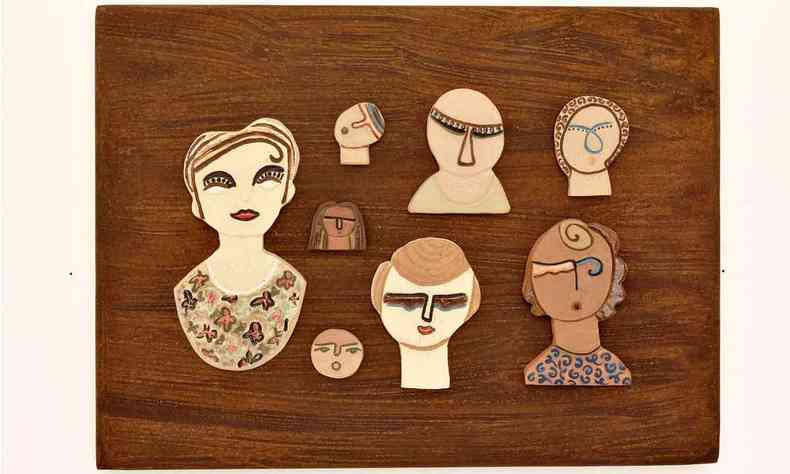 Cermicas assinadas por Ldia Miquelo mostram rostos femininos 