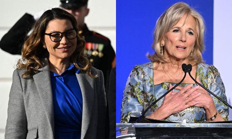 Janja e Jill Biden teriam um encontro nesta sexta-feira (10/2), mas precisou ser cancelado(foto: ANDREW CABALLERO-REYNOLDS / Mandel NGAN / AFP) Montagem: Janja e Jill Biden