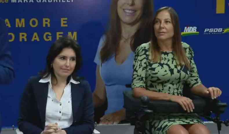 Mara Gabrilli e Simone Tebet juntas no evento que anunciou a candidata  vice-presidncia