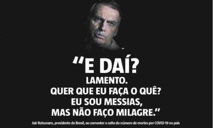 Capa do Estado de Minas que reproduz comentário de Bolsonaro ...