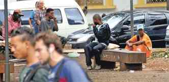 Presena de moradores de rua e consumidores de droga aumentou criminalidade, denunciam comerciantes(foto: Beto Novaes/EM/D.A Press)