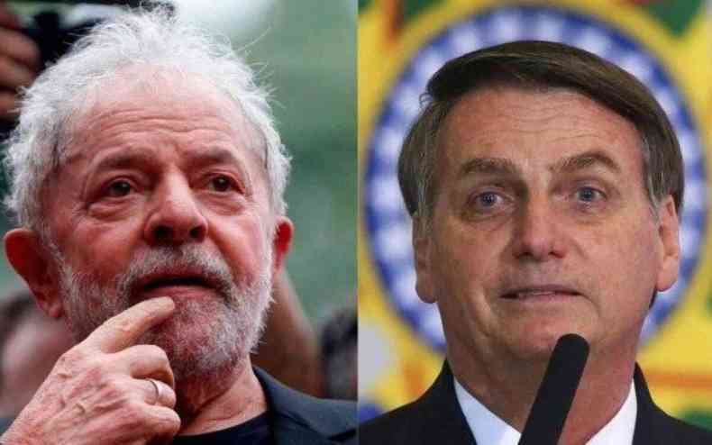 Montagem: na direita, Jair Bolsonaro e na esquerda, Lula