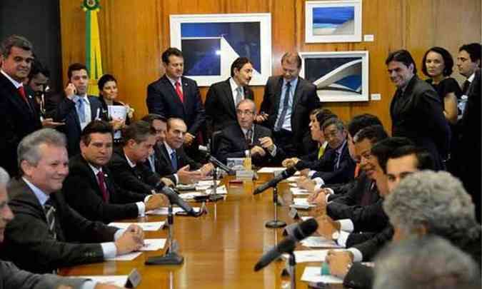 Eduardo Cunha comanda reunio de lderes: pauta de 'oposio'(foto: Wilson Dias/Cmara dos Deputados)