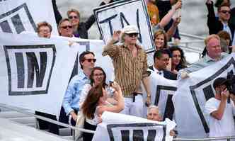 Cantor pop Bob Geldof em campanha pela permanncia na Unio Europeia(foto: Niklas Halle'n/AFP)