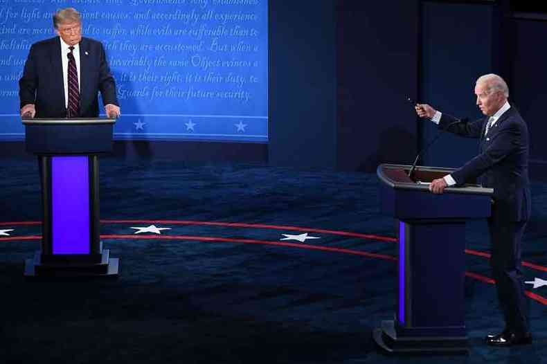 Trump e Biden no primeiro debate(foto: SAUL LOEB/AFP)