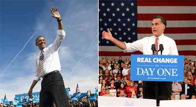 Obama e Romney retomaram a campanha para as eleies presidenciais (foto: REUTERS/Las Vegas Sun/Steve Marcus e AFP PHOTO/Emmanuel DUNAND )