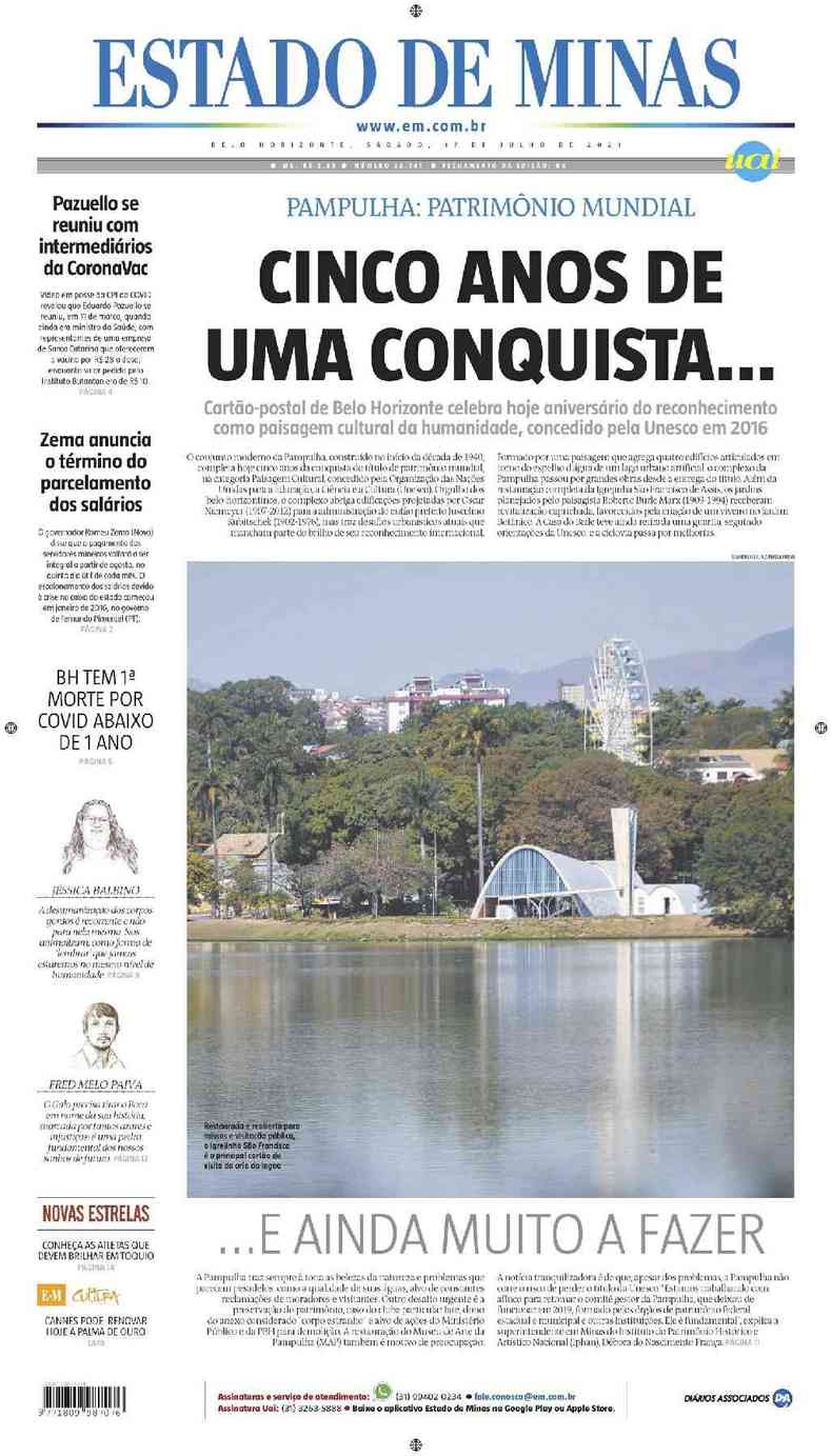 Confira a Capa do Jornal Estado de Minas do dia 17/07/2021(foto: Estado de Minas)