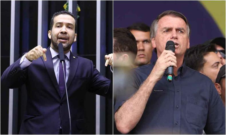 Montagem com Andre Janones e presidente Jair Bolsonaro