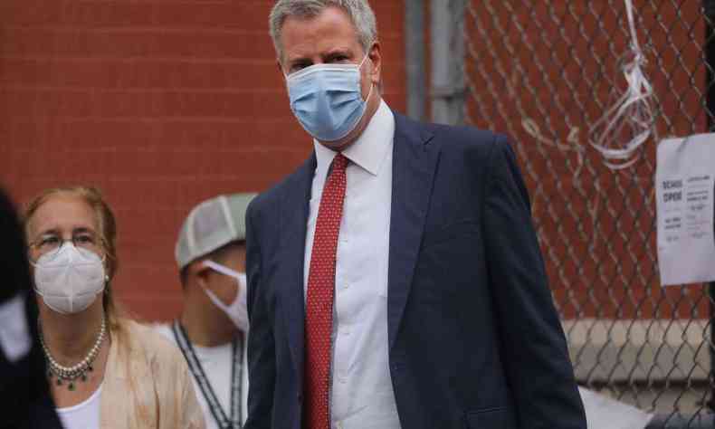 Prefeito de NY, nos EUA, defende retomada da quarentena em alguns bairros do municpio.(foto: Spencer Platt/Getty Images/AFP)