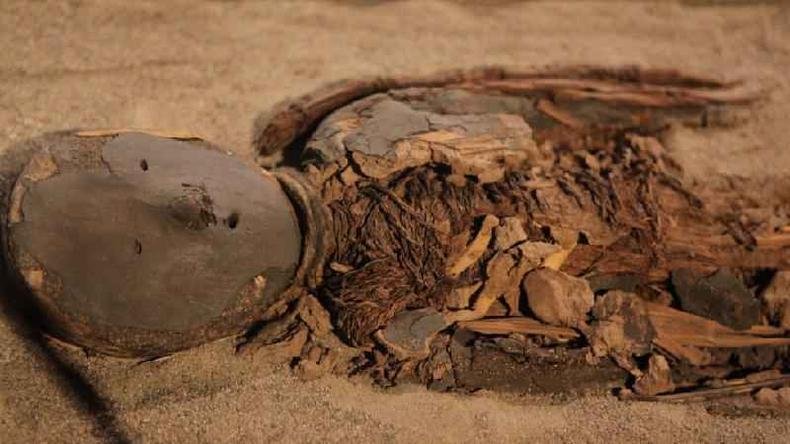 M�mia deitada na areia