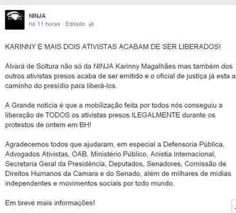 Informao foi postada em rede social(foto: Facebook/Reproduo)