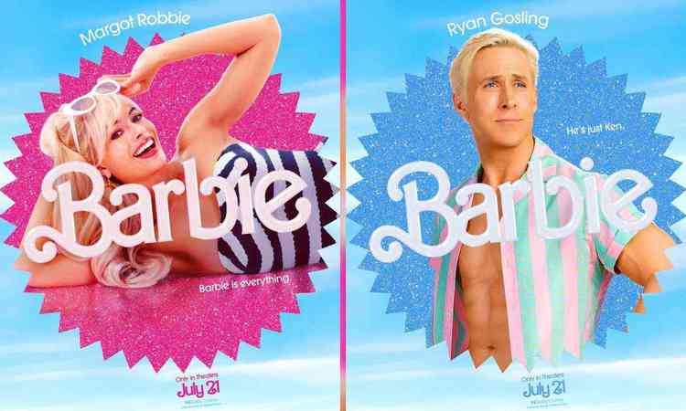 Margot Robbie e Ryan Gosling como Barbie e Ken
