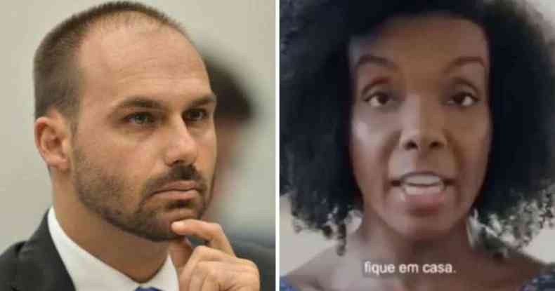 Eduardo Bolsonaro critica ex-BBB Thelma Assis(foto: Agncia Brasil/Reproduo/Governo de SP/Reproduo)