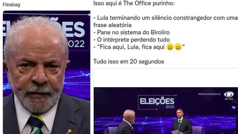 Montagem de fotos de memes de Bolsonaro e Lula
