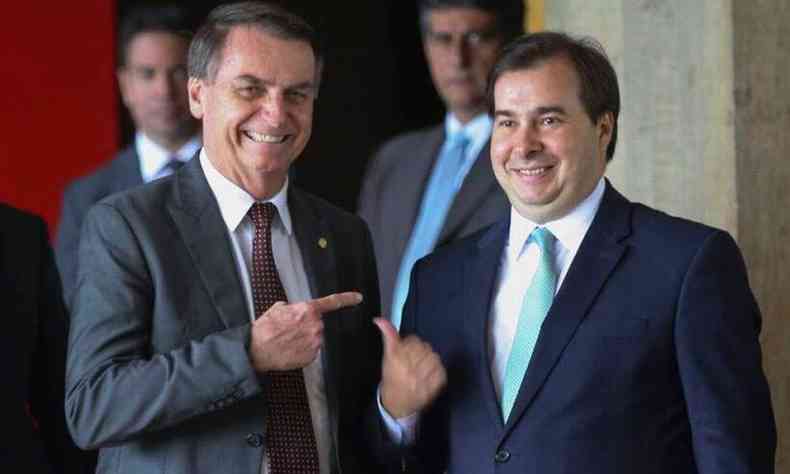 Presidente Jair Bolsonaro (sem partido) e deputado Rodrigo Maia (sem partido), ex-presidente da Cmara dos Deputados