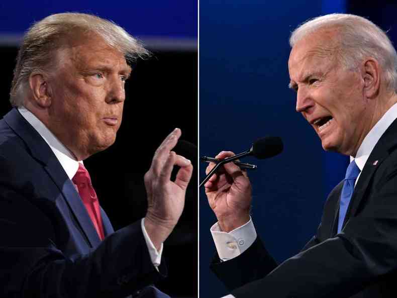 Atual presidente Donald Trump, candidato republicano  reeleio nos Estados Unidos, enfrenta o democrata Joe Biden(foto: Jim Watson, Brendan Smialowski / AFP)