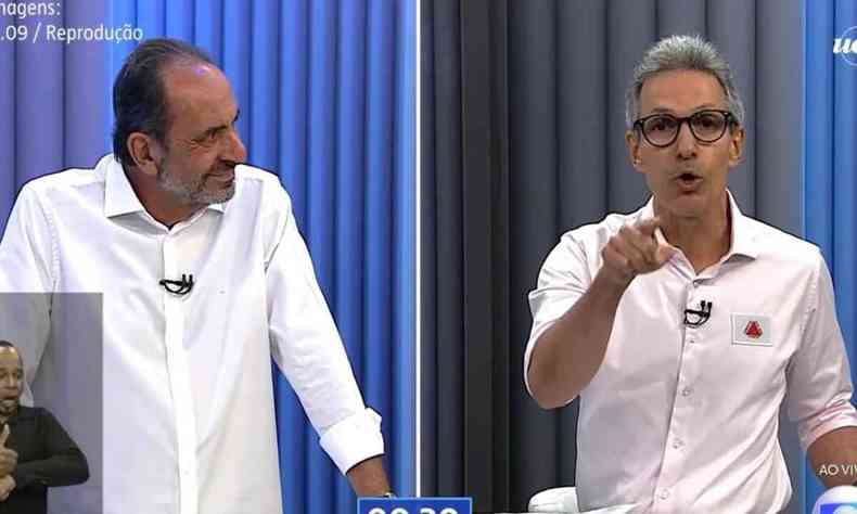 Alexandre Kalil e Romeu Zema, no debate da TV Globo