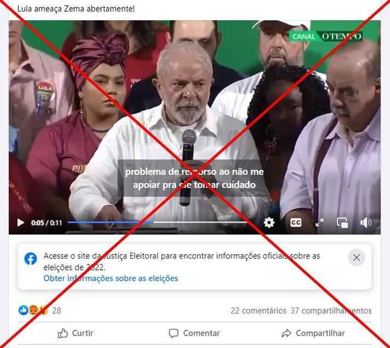 Captura de tela feita em 10 de outubro de 2022 de uma publicao no Facebook