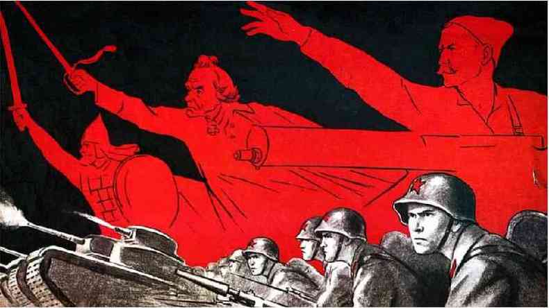 Propaganda foi fundamental na Segunda Guerra Mundial. Os soviticos, como neste pster, tentaram manter moral alta para resistir  invaso nazista(foto: Getty)
