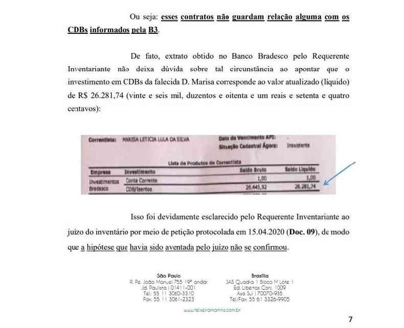 Captura de tela feita em 20 de maio de 2022 de um documento jurídico a respeito de Marisa Letícia