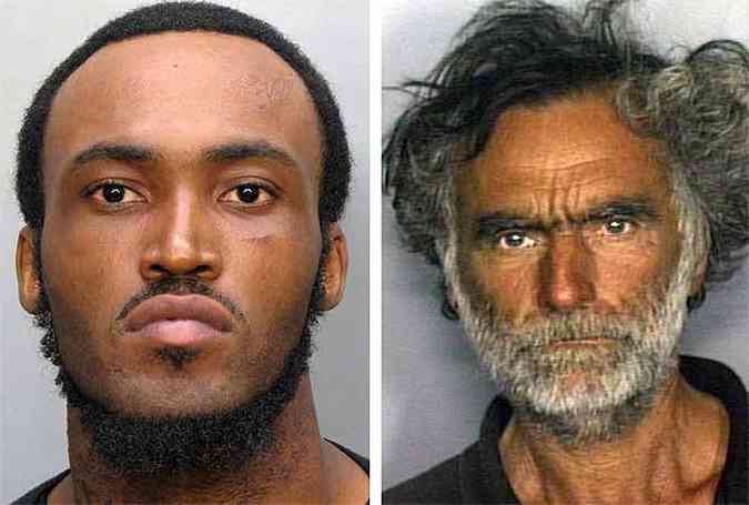 Rudy Eugene, 31, e a vtima Ronald Poppo, 65 anos(foto: REUTERS/Miami-Dade Police Department/Handout )