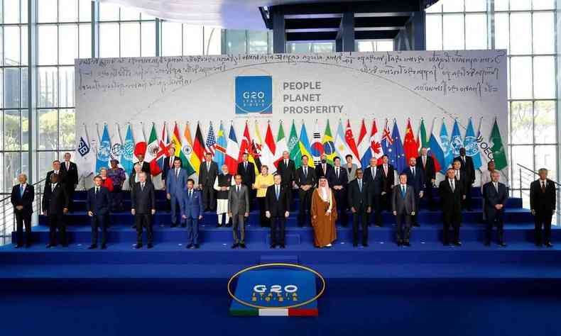 Na foto, os representantes dos pases do G20 reunidos em Roma, na Itlia, neste sbado (30/10)