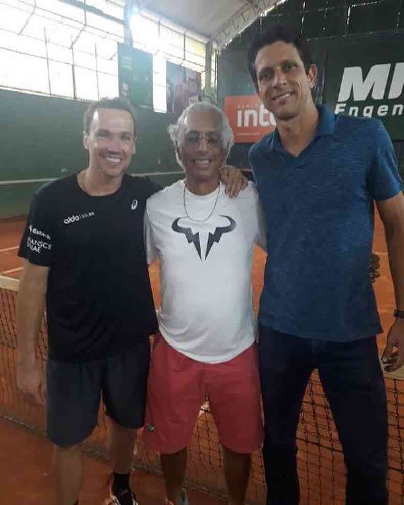 Bob com os mineiros campees de duplas em vrios torneios internacionais, Bruno Soares e Marcelo Melo