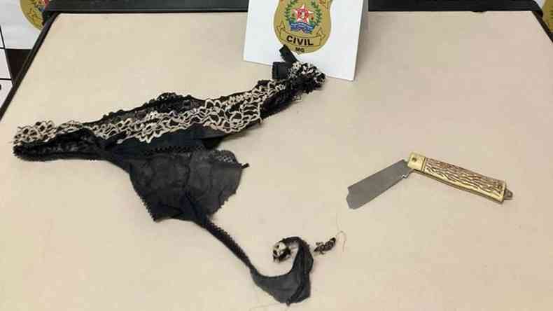 Calcinha rasgada e canivete encontrados no carro do suspeito de cometer estupro em Extrema