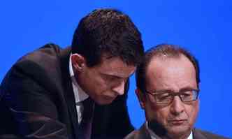 Valls ao lado do presidente Franois Hollande(foto: STEPHANE DE SAKUTIN/POOL /AFP)