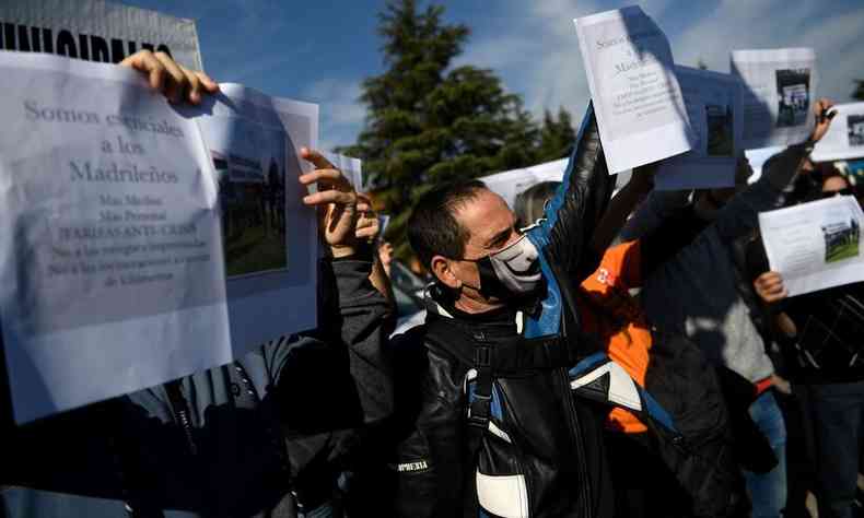 Manifestao em Madri, na Espanha(foto: PIERRE-PHILIPPE MARCOU/AFP)