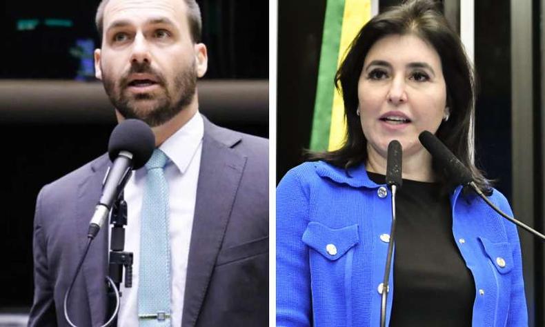 Montagem: Eduardo Bolsonaro e Tebet