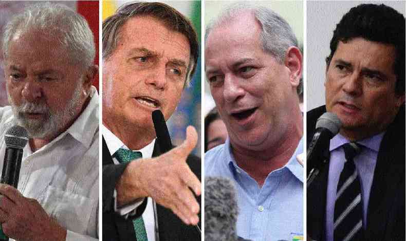 Montagem com Lula, Bolsonaro, Ciro e Moro