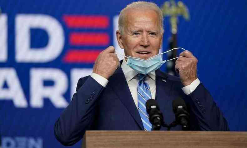 Joe Biden est na vantagem, at o momento, na apurao de votos nas eleies dos Estados Unidos(foto: Drew Angerer / GETTY IMAGES NORTH AMERICA / Getty Images via AFP)