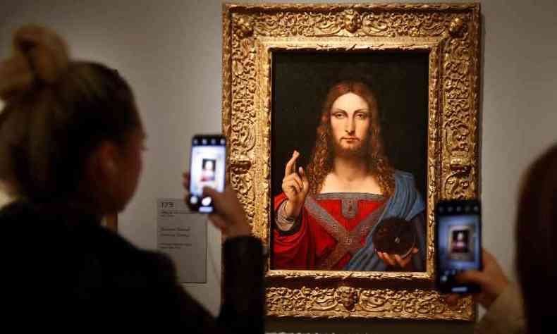 Quadro Salvator Mundi teria sido pintado no ateli de Da Vinci, segundo anlise do Louvre(foto: Francois Guillot/AFP)