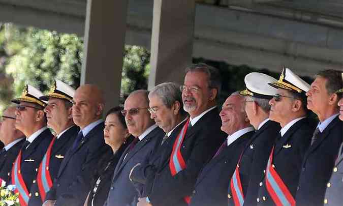 O presidente Temer participou da cerimnia comemorativa da Batalha de Riachuelo (1865), em Braslia (foto: Antnio Cruz/Agncia Brasil)