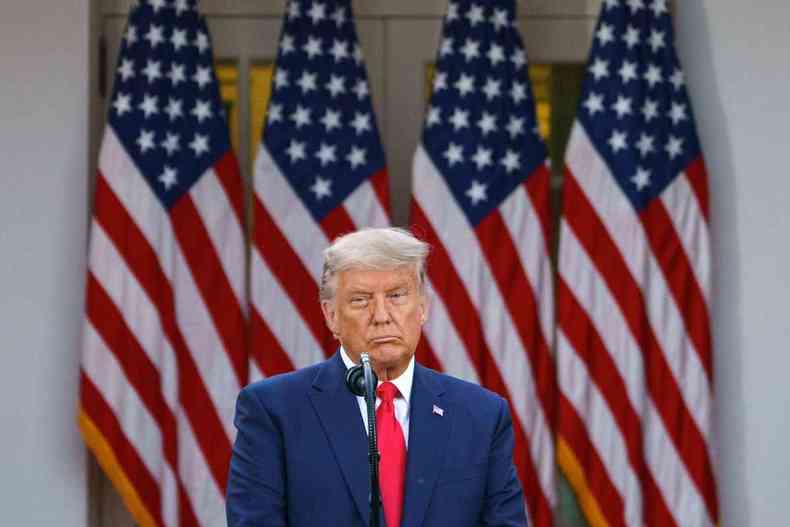 No primeiro discurso depois do fim da apurao dos votos, Donald Trump nem sequer falou sobre eleies ou Joe Biden(foto: Mandel Ngan/AFP)