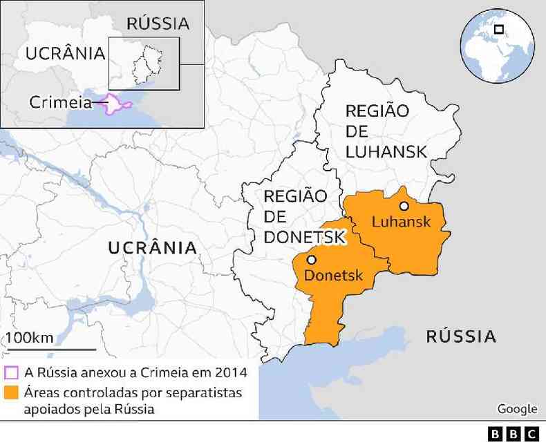 reas separatistas de Donetsk e Luhansk