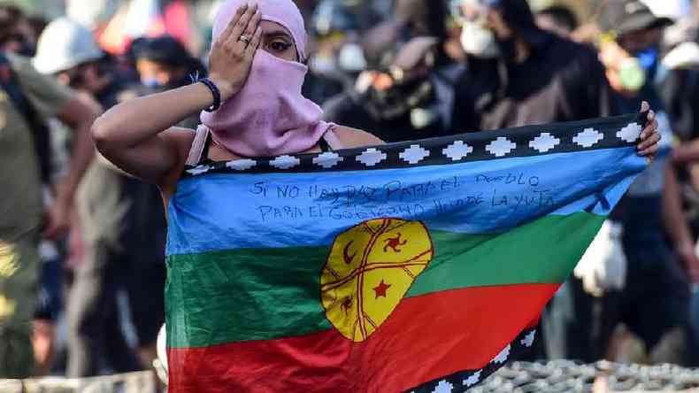 Uma das bandeiras usadas como smbolo do povo mapuche