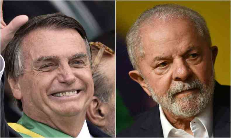 Montagem com presidente Jair Bolsonaro a esquerda e Luiz Inácio Lula da Silva a direita