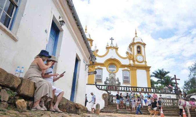 A Igreja Matriz de Santo Antônio é o principal ponto de visitação do município de 7,5 mil habitantes (foto: Alexandre Guzanshe/EM/DA Press) A Igreja Matriz de Santo Antônio é o principal ponto de visitação do município de 7,5 mil habitantes (foto: Alexandre Guzanshe/EM/DA Press)