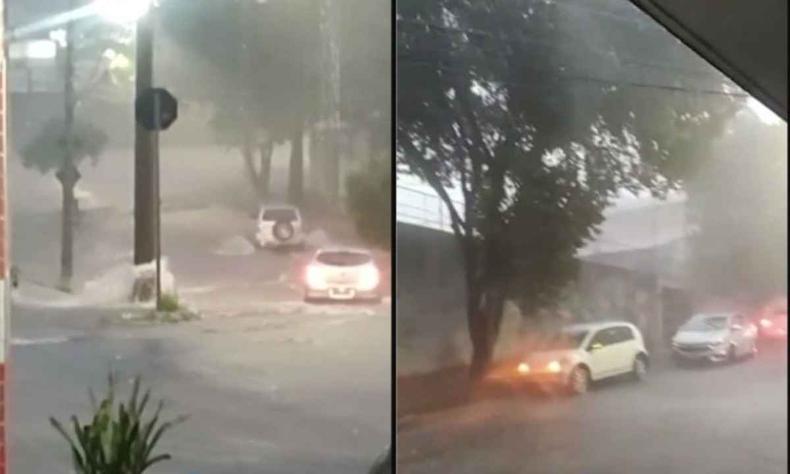 Registro feito por moradores mostra violência da chuva no Bairro Glória(foto: Acervo pessoal) Chuva no Bairro Glória, BH