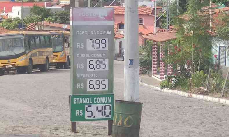 Em Santa Cruz de Salinas, de pouco mais de 4 mil habitantes, no Norte de Minas, gasolina chega perto dos R$ 8