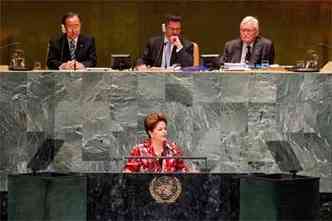 A presidenta Dilma Rousseff faz o discurso de abertura da 67 Assembleia Geral das Naes Unidas(foto: Roberto Stuckert Filho/Presidncia da Repblica)